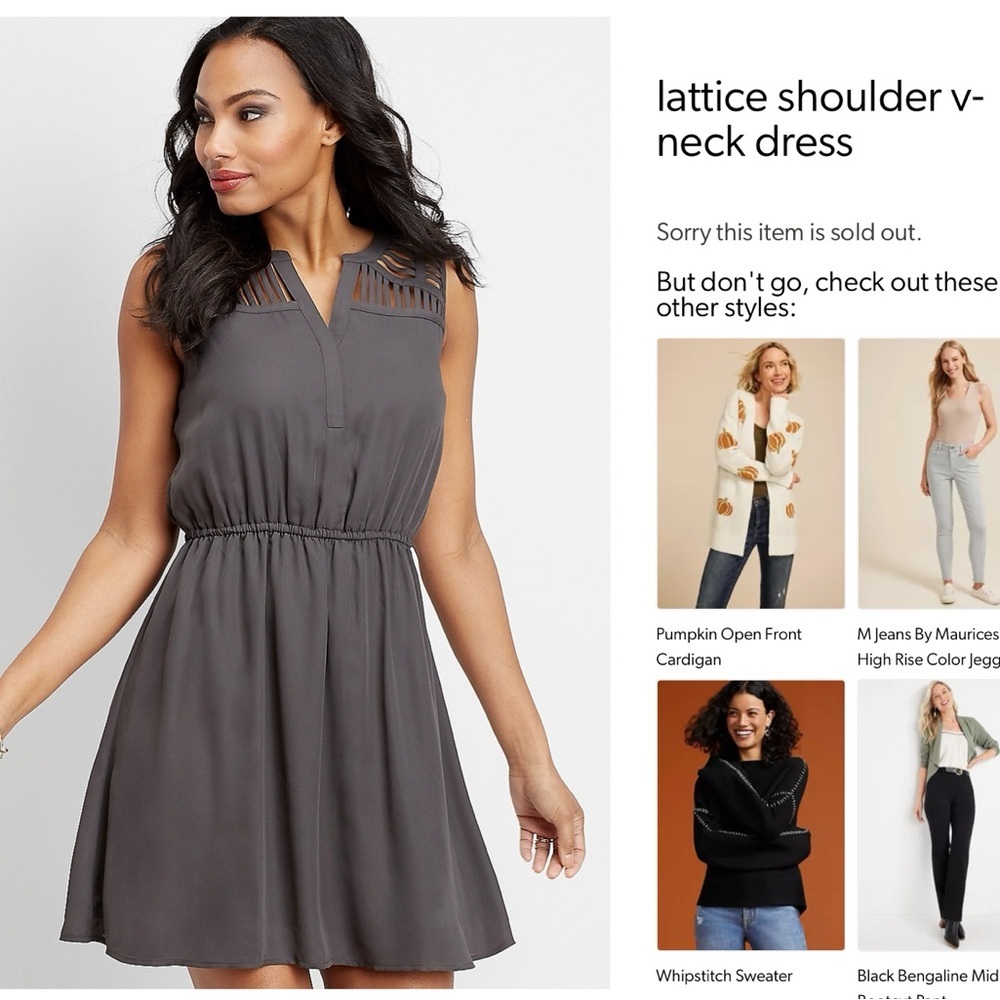 Maurice’s Lattice Shoulder V-Neck Dress – Gray – Size XL – NEW - Picture 14 of 15